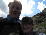 SX23592 Marijn and Jenni Jenni on causeway Llyn Llydaw reservoir.jpg